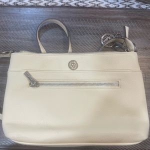 Anne Klein, yellow, crossbody handbag, used, fair to good condition
